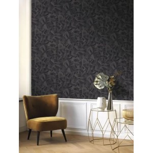 Caselio|Blau-goldene Art-Déco-Tapete mit Palmettenmotiv|Art Deco 2