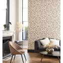 Casadeco|Beige-schwarze Damasttapete für klassische Wohnzimmer|Tapeten