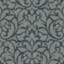 Casadeco|Blaue Damasttapete mit eleganter Leinenoptik|Tapeten
