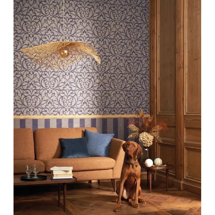 Papel pintado damasco azul y gris para salones elegantes - Casadeco Vienne 87346504