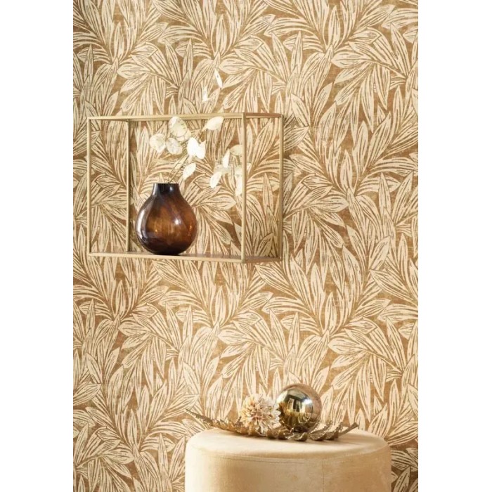 Casadeco|Papier peint floral feuilles de saule jaune ocre|Papier Peint