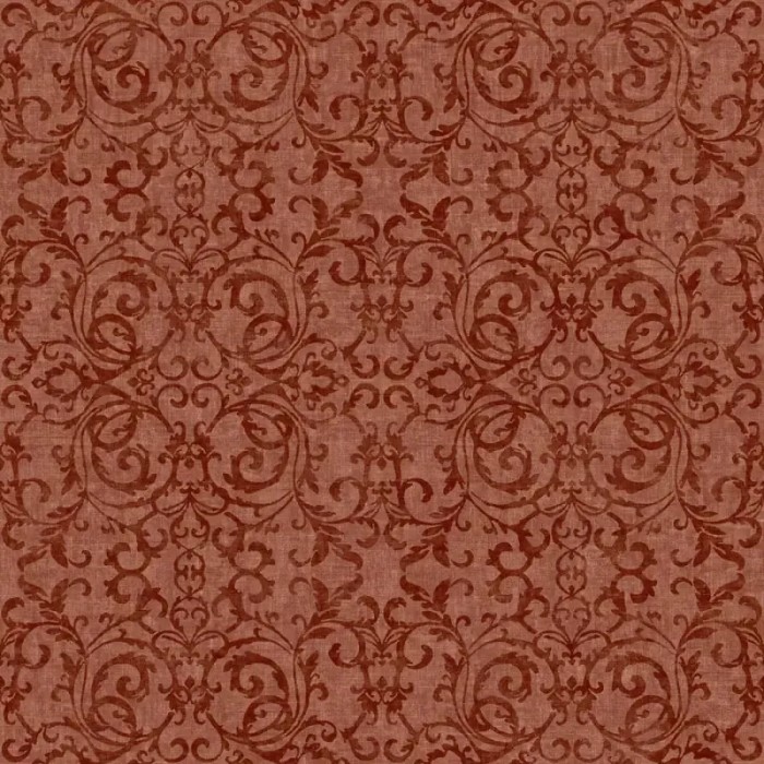 Casadeco|Papel pintado damasco rojo con adornos ornamentales|Papel Pintado