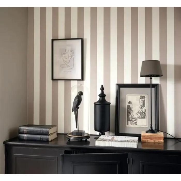 Casadeco|Papier peint rayures marron effet lin|Rayures
