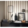 Casadeco|Brown linen-effect striped wallpaper|Stripes