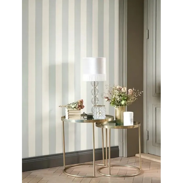 Casadeco|Papel Pintado rayas verde efecto lino|Rayas