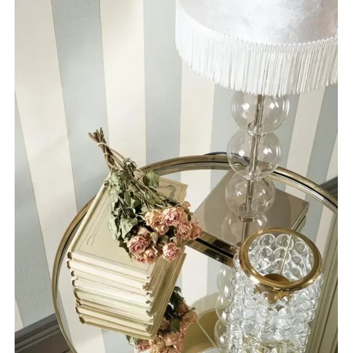 Casadeco|Green linen-effect striped wallpaper|Stripes