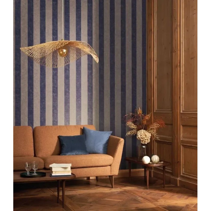 Casadeco|Papel Pintado rayas azul estilo inglés|Rayas