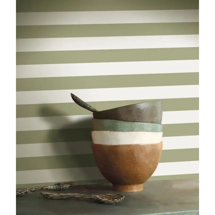 Casadeco|Green nautical striped wallpaper|Stripes