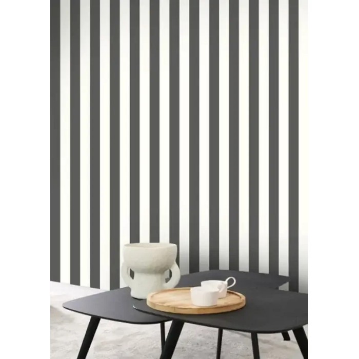 Casadeco|Elegant black and white striped wallpaper|Stripes