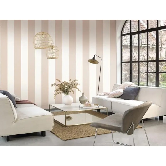 Casadeco|Papel Pintado rayas anchas beige arena|Rayas
