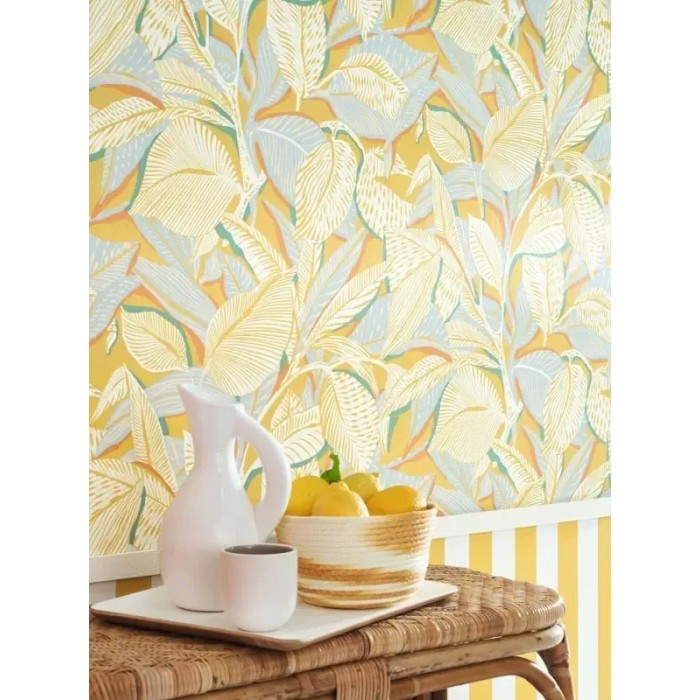 Casadeco|Papel pintado floral para salón con hojas grandes|Papel Pintado