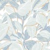 Casadeco|Floral wallpaper with large blue and white leaves|Wallpaper