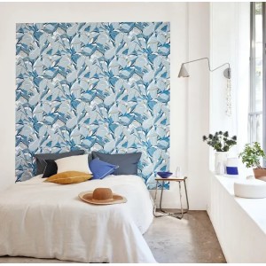 Papeldecor|Vliestapete Gefärbte Stoffoptik mit Ethnomotiven Blau|Tapeten 2