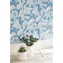 Casadeco|Papier peint floral bleu avec grandes feuilles, idéal pour chambre|Papier Peint