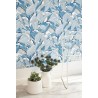 Casadeco|Papier peint floral bleu avec grandes feuilles, idéal pour chambre|Papier Peint