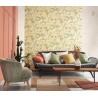 Casadeco|Floral wallpaper with large green leaves on white background|Wallpaper