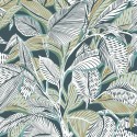 Casadeco|Wallpaper with large blue and green leaves|Wallpaper