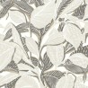 Casadeco|Florale Tapete in Weiß und Grau mit großen Blättern|Modern