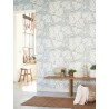 Casadeco|Elegant light blue floral wallpaper with a touch of shine|Modern