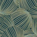 Casadeco|Elegant floral wallpaper enhanced with shiny blue and green touch|Modern