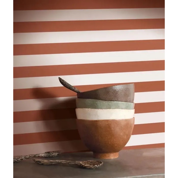 Casadeco|Vertical stripe wallpaper in terracotta color|Stripes