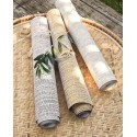 Casadeco|Ethnic style wallpaper with modern camel stripe pattern|Raffia Imitation