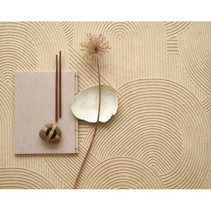 Casadeco|Japanische Zen-Tapete mit 3D-Sandrillen|Abstrakt