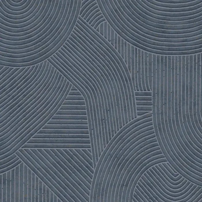 Casadeco|Papel Pintado moderno estilo oriental azul con surcos de arena Zen|Contemporáneo