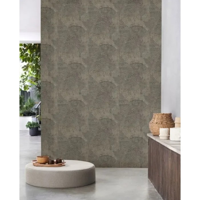 Casadeco|Papel Pintado estilo japones moderno, surcos arena Zen efecto 3D|Oriental