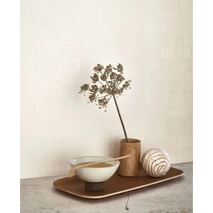 Casadeco|Papel Pintado minimalista blanco emulando tatami japonés |Papel Pintado