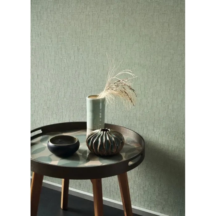 Casadeco|Papier peint effet cuir vert avec tressage de maroquinerie|Imitation Peau