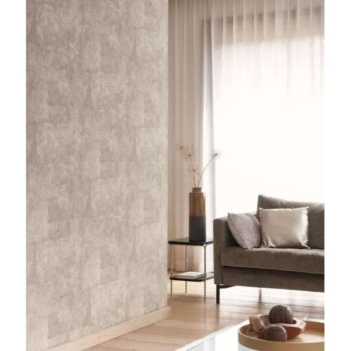 Casadeco|Elegante Ponyhaut-Tapete in Perlgrau|Lederimitat