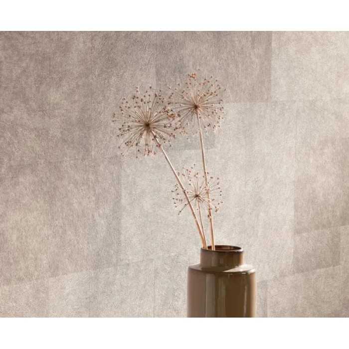 Casadeco|Elegante Ponyhaut-Tapete in Perlgrau|Lederimitat