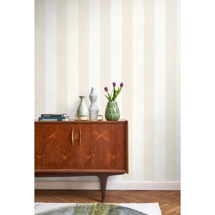 Casadeco|Tapete weiß-beige Textilstreifen|Streifen