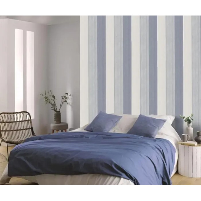 Casadeco|Scandinavian blue striped wallpaper|Wood Imitation
