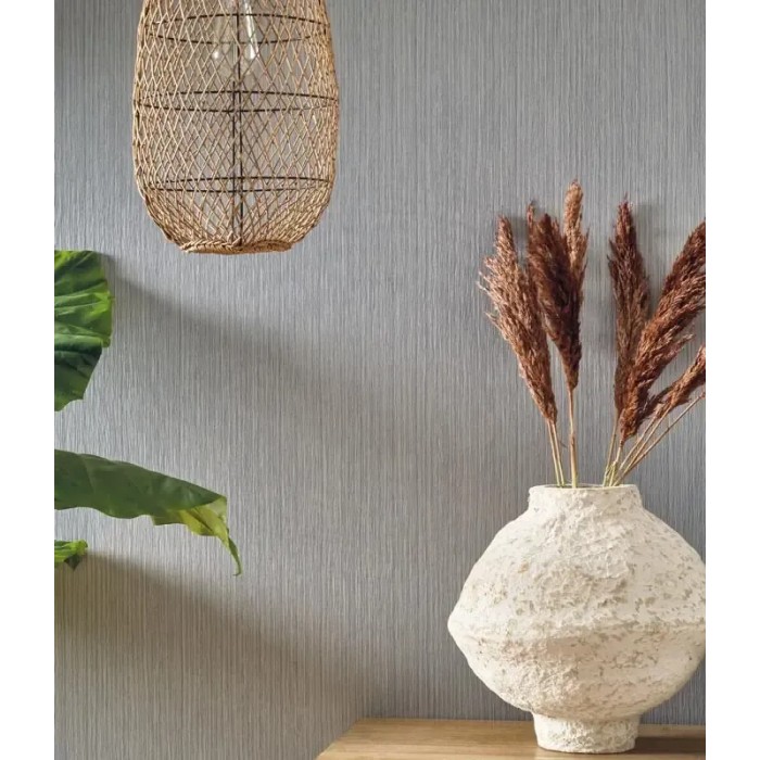 Casadeco|Papel Pintado estilo oriental fibra natural bambú gris|Imitacion Rafia