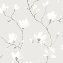 Casadeco|Papel Pintado flores japonesas con magnolias blanco|Floral