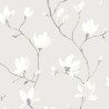 Casadeco|Papel Pintado flores japonesas con magnolias blanco|Floral