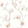 Casadeco|Papier peint floral style japonais, magnolias blanches et roses|Papier Peint