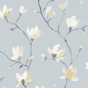 Casadeco|Papier peint floral oriental magnolias japonaises beiges|Oriental