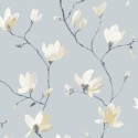 Casadeco|Japanese floral wallpaper with watercolor magnolias|Floral
