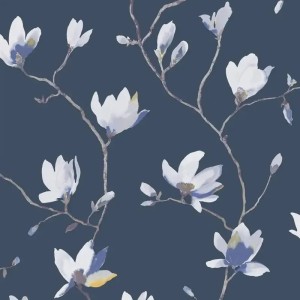 Rasch|Papel pintado flores japonsas azul, cerezo en flor|Flores Japonesas