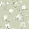 Casadeco|Japanische Blumentapete mit grünen Aquarell-Magnolien|Blumen
