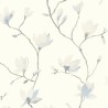Casadeco|Japanese style floral wallpaper with bluish gray magnolias|Floral