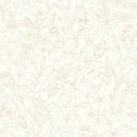 Casadeco|Papel Pintado flores silvestres blanco con follaje color coral|Papel Pintado