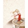 Casadeco|Papier peint fleurs sauvages blanc avec feuillage corail|Papier Peint