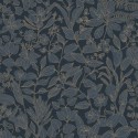 Casadeco|Papel Pintado flores silvestres efecto metalizado negro y azul|Papel Pintado