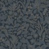 Casadeco|Papel Pintado flores silvestres efecto metalizado negro y azul|Papel Pintado