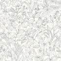 Casadeco|Papier peint scandinave fleurs sauvages blanc et noir|Scandinave