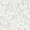 Casadeco|Papier peint scandinave fleurs sauvages blanc et noir|Scandinave